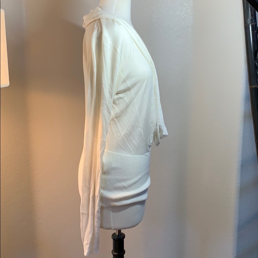 NWT cream super deep cowl neck thin sweater LG - Picture 3 of 6